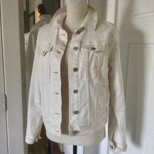 Cream Off White Stretch Denim Jacket